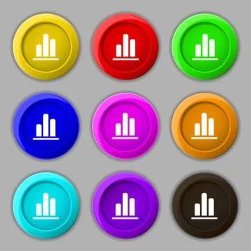Growth and development concept. graph of Rate icon sign. symbol on nine round Illustrazione stock