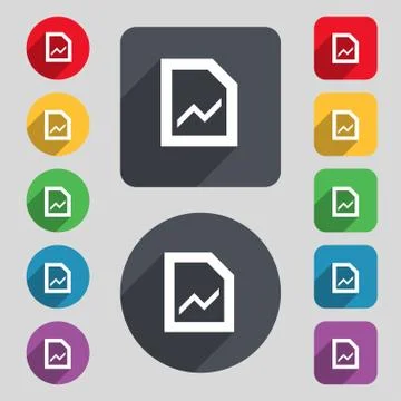 Growth and development concept. graph of Rate icon sign. A set of 12 colored  Stock Illustration