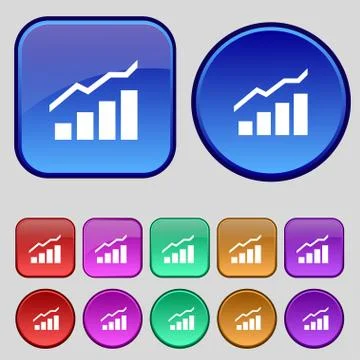 Growth and development concept. graph of Rate icon sign. A set of twelve vint Stock Illustration