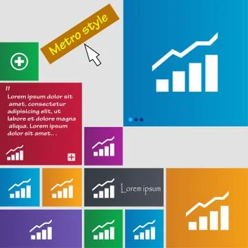 Growth and development concept. graph of Rate icon sign. Metro style buttons. Illustrazione stock