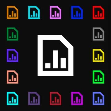 Growth and development concept. graph of Rate  icon sign. Lots of colorful sy Illustrazione stock
