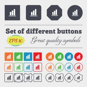 Growth and development concept. graph of Rate  icon sign Big set of colorful, Illustrazione stock