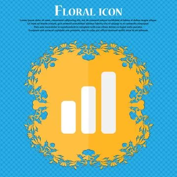 Growth and development concept. graph of Rate . Floral flat design on a blue  Illustrazione stock