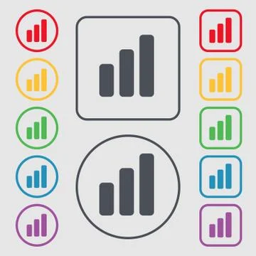 Growth and development concept. graph of Rate icon sign. symbol on the Round and Illustrazione stock