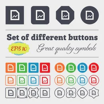 Growth and development concept. graph Rate icon sign Big set of colorful, divers Illustrazione stock