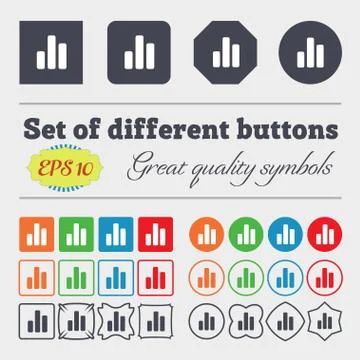 Growth and development concept. graph rate icon sign Big set of colorful, divers Illustrazione stock
