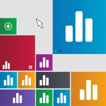 Growth and development concept. graph of Rate icon sign. Metro style buttons. Mo Illustrazione stock