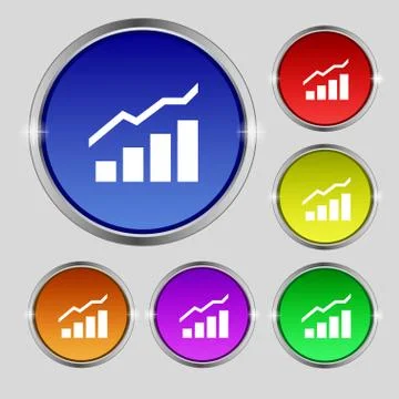 Growth and development concept. graph of Rate icon sign. Round symbol on bright 库存插图