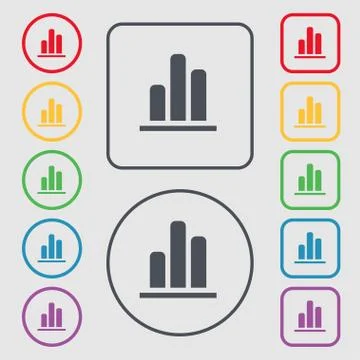 Growth and development concept. graph of Rate icon sign. symbol on the Round and Illustrazione stock