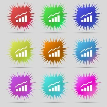 Growth and development concept. graph of Rate icon sign. A set of nine original Stock Illustration