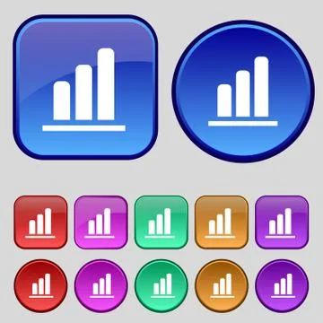 Growth and development concept. graph of Rate icon sign. A set of twelve vintage Illustrazione stock