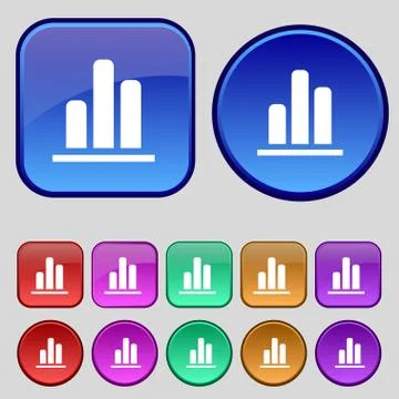 Growth and development concept. graph of Rate icon sign. A set of twelve vintage Illustrazione stock
