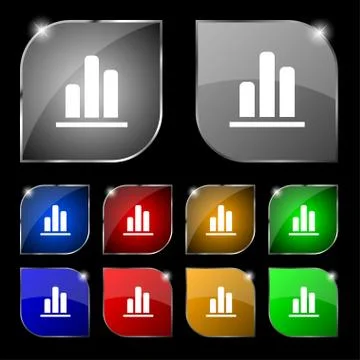 Growth and development concept. graph of Rate icon sign. Set of ten colorful but Illustrazione stock
