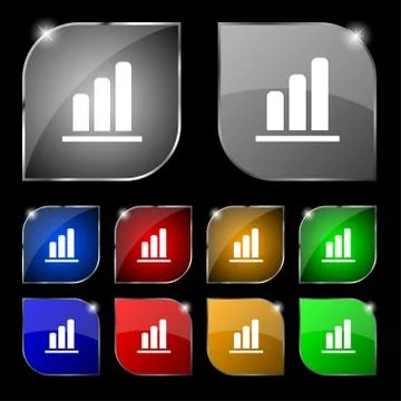 Growth and development concept. graph of Rate icon sign. Set of ten colorful but Illustrazione stock