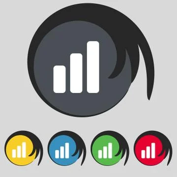 Growth and development concept. graph of Rate icon sign. Symbol on five colored Illustrazione stock