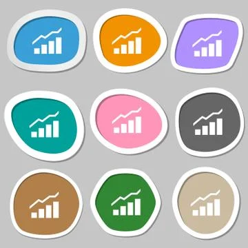 Growth and development concept. graph of Rate icon symbols. Multicolored paper s Illustrazione stock