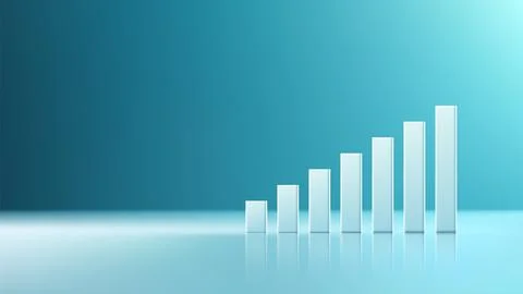 Growth and Progress Bar Graph Against Blue Background for Modern Financial .. Stockillustratie