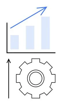 Growth and Progress Illustrated by a Graph and Gear Mechanism Stock Illustration