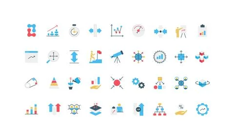 Growth and progress planning, mindset of success career and business color icon 스톡 일러스트