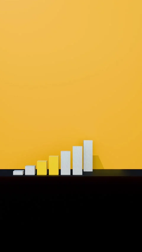 Growth and progress with rising 3D bar chart animation in vertical video format Stock Footage 339491231