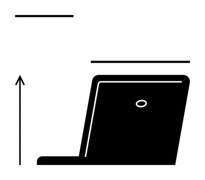 Growth and Progress Symbolized by Laptop and Upward Arrow in Minimalist Desig Stock Illustration