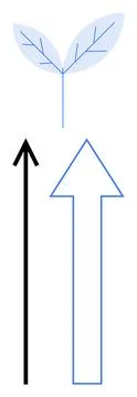 Growth and Progress Symbolized by Leaves and Arrows Illustrating Nature and.. Ilustración de archivo