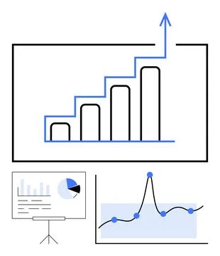 Growth and Success Through Data Navigating Business Metrics with Graphs and.. Stock Illustration