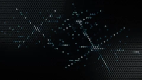 Growth animation of blue pixel snowflakes and ice crystals on black background Stock Footage 345291403