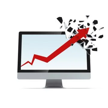 Growth arrow breaks display Ilustração Stock