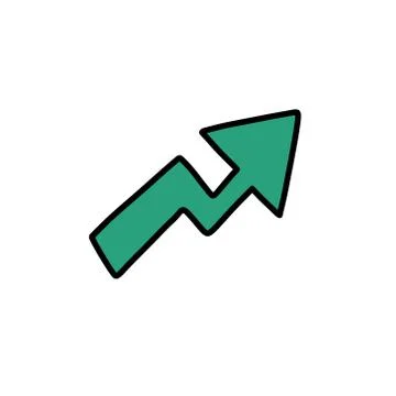 Growth arrow doodle icon, vector color illustration Stock Illustration