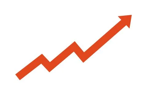 Growth Arrow Going Up Flat Red Progress Icon Isolated Vector Stock Illustration