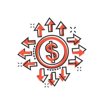 Growth arrow icon in comic style. Revenue cartoon vector illustration on whit Illustrazione stock
