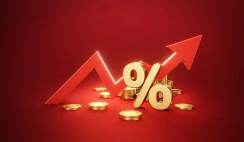 Growth arrow up interest rate stack finance chart gold money coin on increa.. Stock Photos