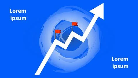 Growth arrow with red flags for design template Stock Illustration