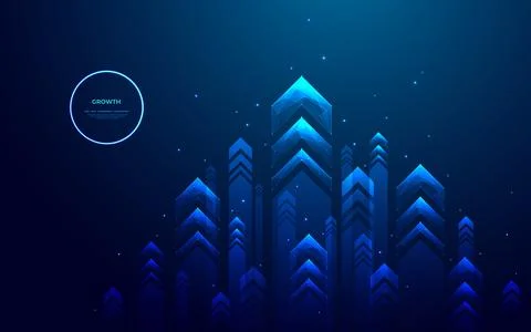 Growth up arrows on the technology background with glow dots as stars Stock-Illustration