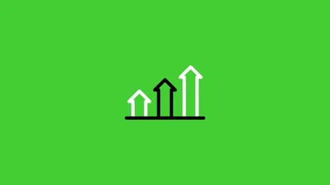 Growth bar chart animated icon on green screen background Stock Footage 314667386