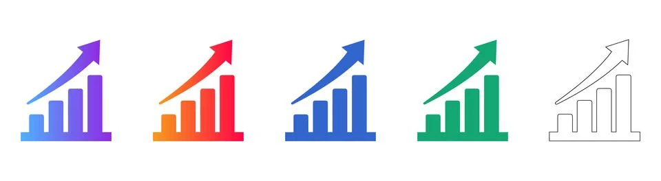 Growth Bar Chart Icon Set for Data Analytics 스톡 일러스트