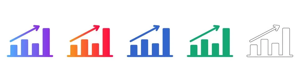 Growth Bar Chart Icon Set Stock Illustration