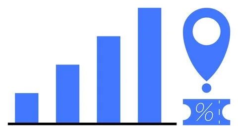 Growth Bar Chart with Location Marker and Percentage Tag for Business Perfo.. 库存插图