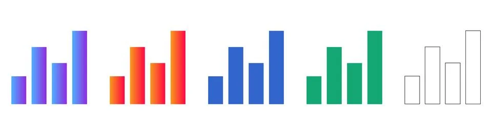 Growth Bar Chart Performance Metric Set 스톡 일러스트