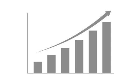 Growth bar chart with upward arrow showing rising business progress and suc.. Stock Footage 337177190