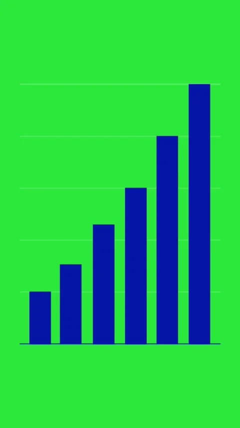 Growth Bar Graph on a Green Screen Background in Portrait Orientation with Blue Stock Footage 308204652