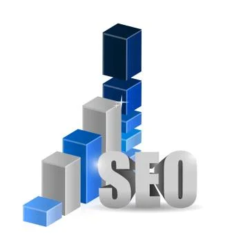Growth bar graph of seo technology Stock Illustration