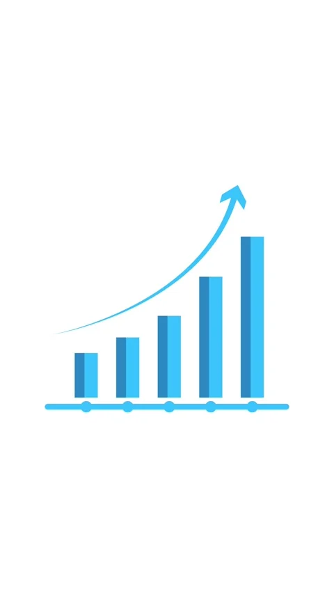 Growth bar graph with upward arrow animation video Stock Footage 330498203