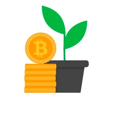 Growth bitcoin flat Stock Illustration
