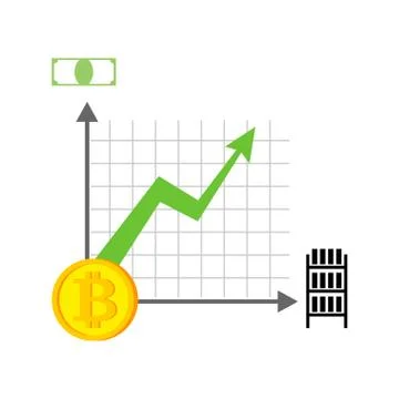Growth bitcoin graph. Growth of  Cryptocurrency. Virtual money. Vector illust Stock Illustration