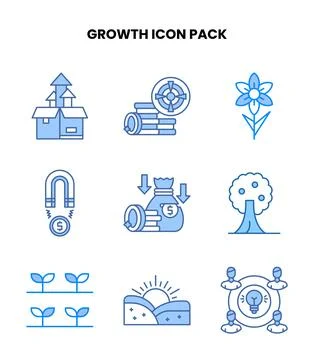 Growth Blue Vector Icons Pack Stock Illustration