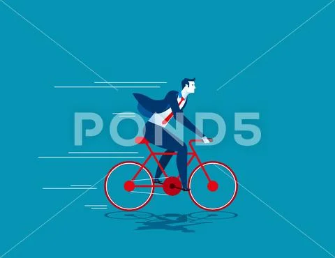 Growth. Business man ride bicycle Stock Illustration