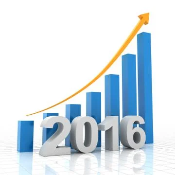 Growth chart for 2016, 3d render Illustrazione stock