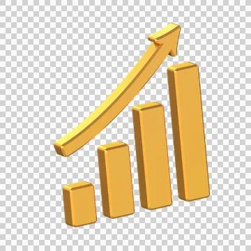 Growth Chart 3D Icon Isolated on Transparent Background Stock Illustration